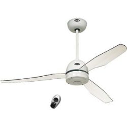 kaiserkraft Deckenventilator LIBELLE, mit Fernbedienung, Acrylglas klar / Lack weiß