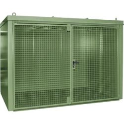 Gasflaschencontainer, feuerbeständig, für 96 Flaschen mit Ø 230 mm, grün eurokraft pro