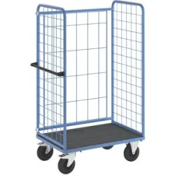 Etagenwagen, Drahtgitter dreiseitig, Tragfähigkeit 500 kg, Vollgummireifen, Ladefläche LxB 975 x 630 mm eurokraft pro