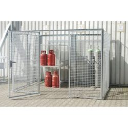 Gasflaschen-Gittercontainer, ohne Dach, mit Einflügeltor, BxT 3100 x 2100 mm eurokraft pro