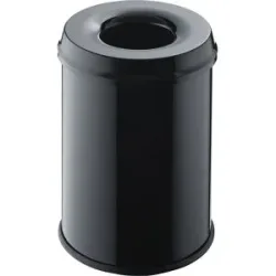 Sicherheitspapierkorb, Stahl, flammhemmend, Volumen 15 l, VE 2 Stk, schwarz helit