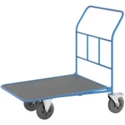 Plattform-CC-Wagen, ohne Geländer, Tragfähigkeit 300 kg, 2 Lenkrollen mit Doppelstopp eurokraft pro