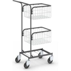 Bürowagen KOMPAKT, Gestellfarbe Tiefschwarz, 4 Lenkrollen, Rad-Ø 100 mm eurokraft pro