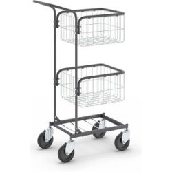 Bürowagen KOMPAKT, Gestellfarbe Tiefschwarz, 4 Lenkrollen, Rad-Ø 125 mm eurokraft pro