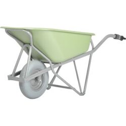 Profi-Max Plus Schubkarre, aus Stahl, 90 l, HDPE-Mulde grün, pannensichere Bereifung MATADOR