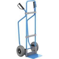 Sackkarre mit Kufen, blau, Schaufel-BxT 280 x 250 mm, blau, PU-Bereifung eurokraft pro