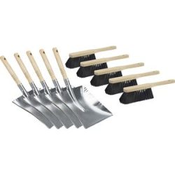 Kehrset, Kehrblech mit Industriehandfeger, VE 5 Stk, Schaufelmaß 260 x 280 mm eurokraft basic