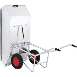 kaiserkraft Kippkuli, Aluminium, Luftreifen, Tragfähigkeit 500 kg, LxB 2000 x 800 mm, 450 l
