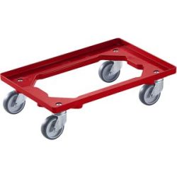 Profi-Fahrgestell, 600 x 400 mm, 4 Lenkrollen mit Gummibandage, rot eurokraft basic