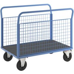 Plattformwagen, 2 Gitter-Seitenwände, LxB 1250 x 800 mm, Vollgummireifen eurokraft pro