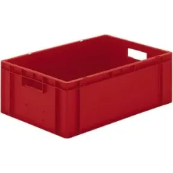 kaiserkraft Euro-Format-Stapelbehälter, Wände und Boden geschlossen, LxBxH 600 x 400 x 210 mm, rot, VE 5 Stk