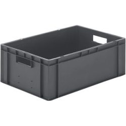 kaiserkraft Euro-Format-Stapelbehälter, Wände und Boden geschlossen, LxBxH 600 x 400 x 210 mm, grau, VE 5 Stk