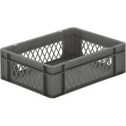 kaiserkraft Euro-Format-Stapelbehälter, Wände durchbrochen, Boden geschlossen, LxBxH 400 x 300 x 120 mm, grau, VE 5 Stk
