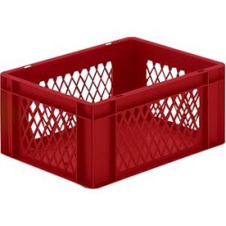 kaiserkraft Euro-Format-Stapelbehälter, Wände durchbrochen, Boden geschlossen, LxBxH 400 x 300 x 175 mm, rot, VE 5 Stk