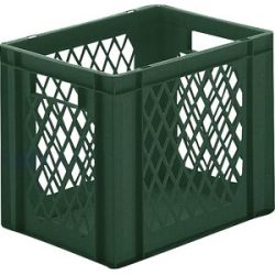 kaiserkraft Euro-Format-Stapelbehälter, Wände durchbrochen, Boden geschlossen, LxBxH 400 x 300 x 320 mm, grün, VE 5 Stk