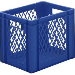 kaiserkraft Euro-Format-Stapelbehälter, Wände durchbrochen, Boden geschlossen, LxBxH 400 x 300 x 320 mm, blau, VE 5 Stk