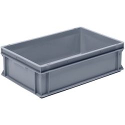 kaiserkraft Euro-Stapelbehälter aus Polypropylen (PP), Traglast 20 kg, silbergrau, Volumen 30 l, Außenhöhe 170 mm, VE 4 Stk