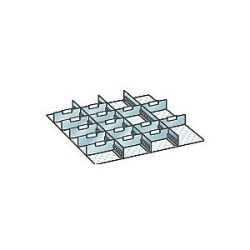 Einteilungs-Set für Schubladenmaße 612 x 612 mm, Aluminium, 3 Schlitzwände, 15 Trennbleche LISTA