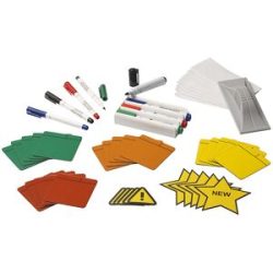 Scrum-Zubehörset, für Tafelgröße 1200 x 900 mm, Magnetfolien, Marker, Etiketten, Halter, Wischer eurokraft basic