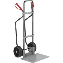 Sackkarre mit Kufen, schwarz, Schaufel-BxT 450 x 500 mm, verzinkt, Vollgummibereifung eurokraft pro