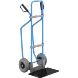 Sackkarre mit Kufen, blau, Schaufel-BxT 450 x 350 mm, schwarz, PU-Bereifung, ab 2 Stk eurokraft pro