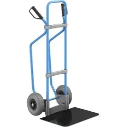 Sackkarre mit Kufen, blau, Schaufel-BxT 450 x 500 mm, schwarz, PU-Bereifung, ab 5 Stk eurokraft pro