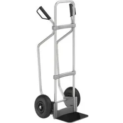 Aluminium-Sackkarre mit Kufen, Schaufel-BxT 280 x 250 mm, schwarz, Luftbereifung eurokraft pro