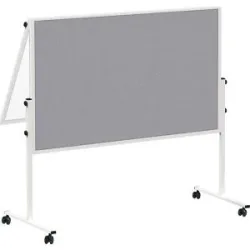 Moderationstafel MAULsolid, fahrbar, klappbar, Whiteboard / Filzoberfläche grau MAUL
