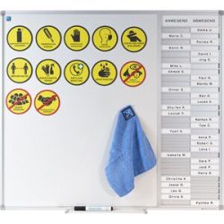 Anwesenheitstafel mit Whiteboard, mit Magnetfolien, Marker, Wischer, HxBxT 769 x 854 x 15 mm SMIT VISUAL