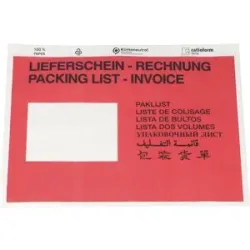 Dokumententaschen aus Papier, Aufdruck Lieferschein - Rechnung, VE 1000 Stk, LxB 240 x 175 mm, rot, ab 5 VE ratioform terra