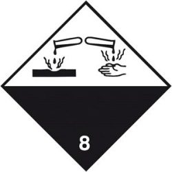 Gefahrgutaufkleber, Ätzende Stoffe (Gefahr der Klasse 8), ohne Text, VE 500 Stk, weiß, ab 2 VE ratioform