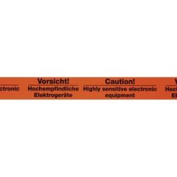 PVC-Warnklebeband, Aufdruck Vorsicht! Hochempfindliche Elektrogeräte, Bandbreite 50 mm, VE 3 Stk, ab 2 VE ratioform