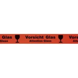 PP-Warnklebeband, Aufdruck Vorsicht Glas/Attention Glass, VE 36 Stk, Bandbreite 50 mm, ab 5 VE ratioform