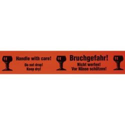 PVC-Warnklebeband, Aufdruck Bruchgefahr!/Handle with care!, Bandbreite 75 mm, VE 3 Stk ratioform