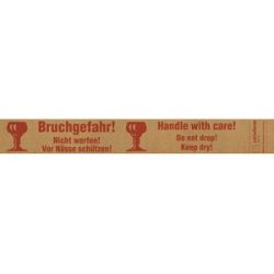 Papier-Warnband, Aufdruck Bruchgefahr! Handle with care!, VE 6 Stk, braun/rot, ab 10 VE ratioform terra