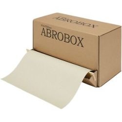 Graspapier-Packpapier, Breite 350 mm, Abrollbox mit Holzschiene, Länge 250 m, 80 g/m², ab 5 Stk ratioform terra