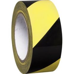 Bodenmarkierungsband aus Vinyl, zweifarbig, Breite 50 mm, gelb / schwarz, VE 16 Rollen Moravia