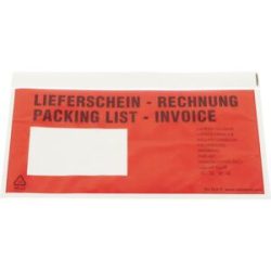 Dokumententaschen Premium, Aufdruck Lieferschein - Rechnung, VE 500 Stk, LxB 240 x 140 mm, ab 10 VE ratioform