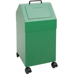 kaiserkraft Wertstoffbehälter mit Einwurfklappe, Volumen 45 l, BxHxT 320 x 710 x 310 mm, fahrbar, grün RAL 6024