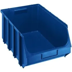 kaiserkraft Sichtlagerkasten, selbsttragend, LxBxH 610 x 380 x 250 mm, VE 4 Stk, blau, VE 4 Stk