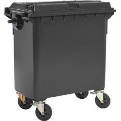 kaiserkraft Müllcontainer aus Kunststoff, DIN EN 840, Volumen 770 l, BxHxT 1360 x 1330 x 770 mm, anthrazit