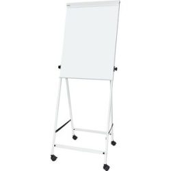 Flipchart MAUL office, Tafel B 70 x H 100 mm, inkl. Ablageschale, stufenlos höhenverstellbar, Vierbein, feststellbare Doppelrollen, weiss