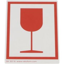 Warnetiketten, Aufdruck Symbol Bruchgefahr/Zerbrechlich, VE 1000 Stk, LxB 74 x 105 mm, ab 5 VE ratioform