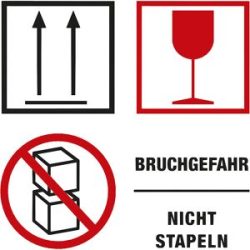 Warnetiketten, Aufdruck Bruchgefahr/Nicht stapeln, VE 1000 Stk, LxB 100 x 100 mm, ab 10 VE ratioform