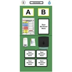 kaiserkraft Regal-Infoboard Doppelmarkierung, Desinfektion, HxB 2000 x 900 mm, grün