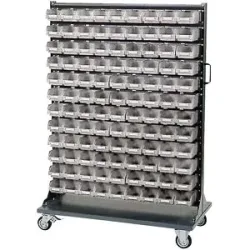 kaiserkraft Kleinteile-Lagerregal-Rollwagen ECO, mit Sichtlagerkästen, HxT 1485 x 550 mm