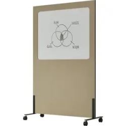 Whiteboard Silva, mobil, Stahl emailliert / PET-Filz, beige SMIT VISUAL