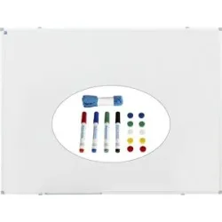 Whiteboard-Set Economy inkl. Zubehör, Stahl, emailliert, BxH 1800 x 1200 mm eurokraft pro