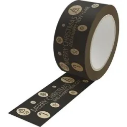 kaiserkraft Papier-Packband Christmas Charm, schwarz, VE 6 Rollen, LxB 50 m x 50 mm