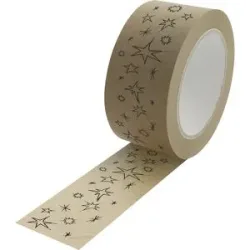 kaiserkraft Papier-Packband Stars, natur, VE 6 Rollen, LxB 50 m x 50 mm, ab 5 VE